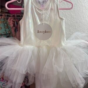 Iloveplum Iridescent White Tutu Dress for Kids